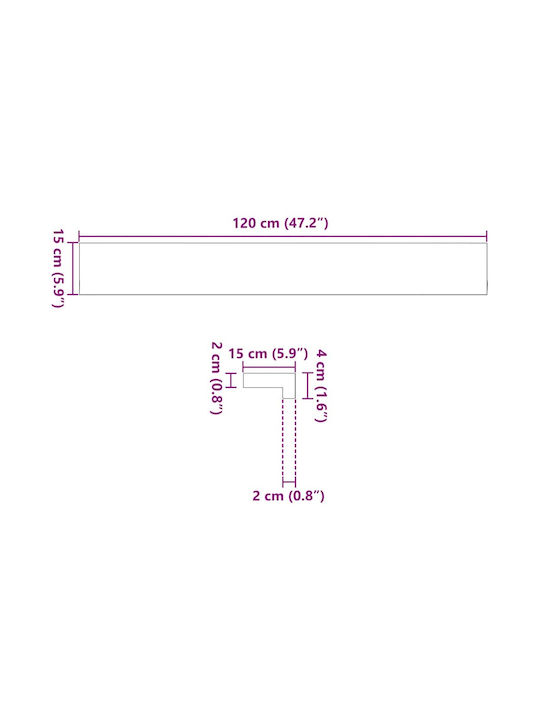 vidaXL Pervaz fereastră Lemn L120xH15cm