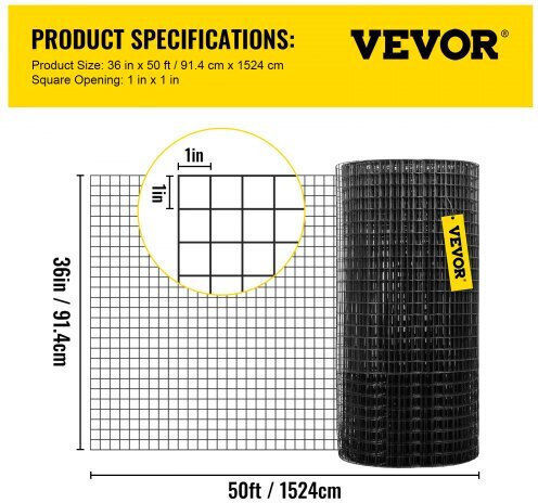 Vevor Plasă De Protecție Balcoane Neagră 0.91x15.24m