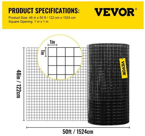 Vevor Plasă De Protecție Balcoane Neagră 1.22x15.24m