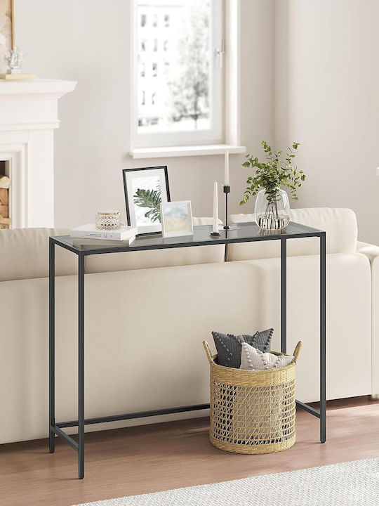 Console Table Metal with Glass Surface Black/Grey L80xW20xH100cm