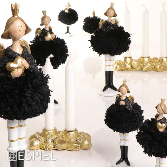 Espiel Christmas Gold Candlestick 29x29cm 2pcs with Acorns