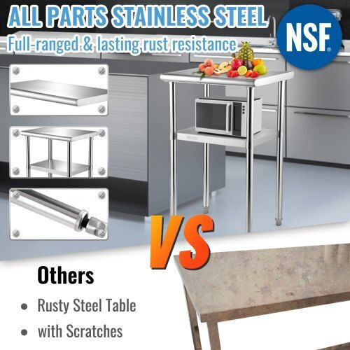 Vevor Stainless Steel Workbench 24x18x36 600lbs Adjustable Shelf & Legs J24x18x36inchuft3v0