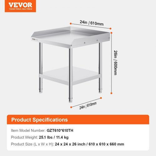 Professioneller Arbeitstisch Inox 24"x24" Vevor Restaurants Cfbxggztsbt2dpggmv0