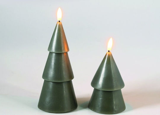 Aca Christmas Green Battery Candle 15.5cm 2pcs