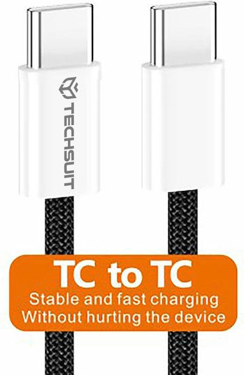 Techsuit Pcb114d Редовна USB 2.0 Кабел USB-C мъжки - USB-C мъжки 60W Розов 1м