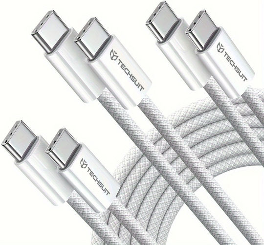 Techsuit Pcb114d Редовна USB 2.0 Кабел USB-C мъжки - USB-C мъжки 60W Розов 1м