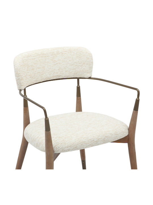 Roy Dining Room Fabric Armchair Ecru 51x48x77cm 2pcs