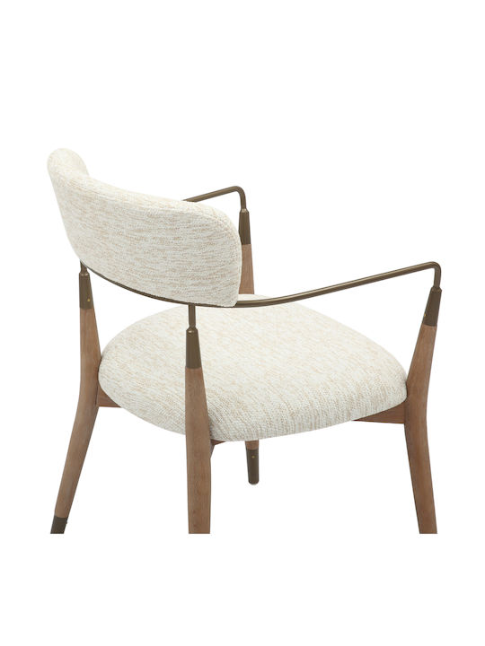 Roy Dining Room Fabric Armchair Ecru 51x48x77cm 2pcs