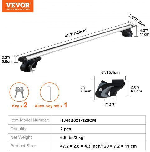 Vevor Universelle Dachträger 120 cm Fahrzeuge Erhöhte Schienen Hgjtykgccdkg8dvh7v0
