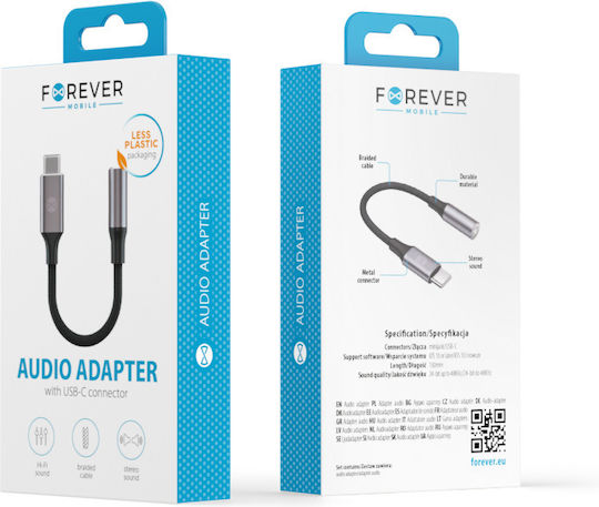 Forever Μετατροπέας USB-C male σε 3.5mm female 1τμχ GSM184537