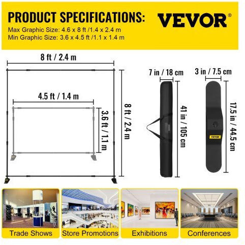 Set of 4 Advertising Banner Stands 54" to 96" Trade Shows 4xdm-abszsj000001v0