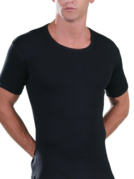 Lord Men's Undershirt Short-sleeved in Black Color