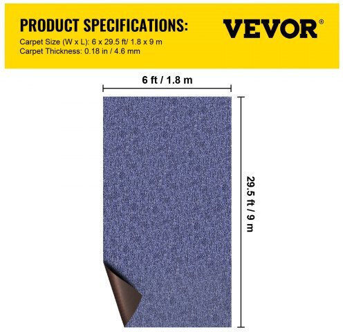 Vevor Indoor Outdoor Carpet 1.8x9m Non-Slip Blue Jzxwdtls1.8x9m001v0