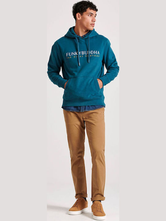 Sweatshirt with Hood Petrol Blue