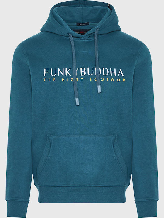 Sweatshirt with Hood Petrol Blue