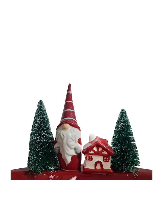 TnS Ornament de masă de Crăciun Platou Ceramic Roșu L28xW18xD14cm.