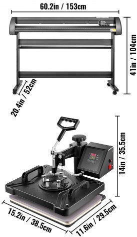 5-in-1 Heat Transfer Multifunction Printer & 53" Vinyl Cutter Printing Crafts Fm1151+kzj-135001v2
