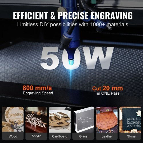 Vevor 50w Laser Engraving Cutting Machine Work Area 300 X 500 Mm Max 20 Mm
