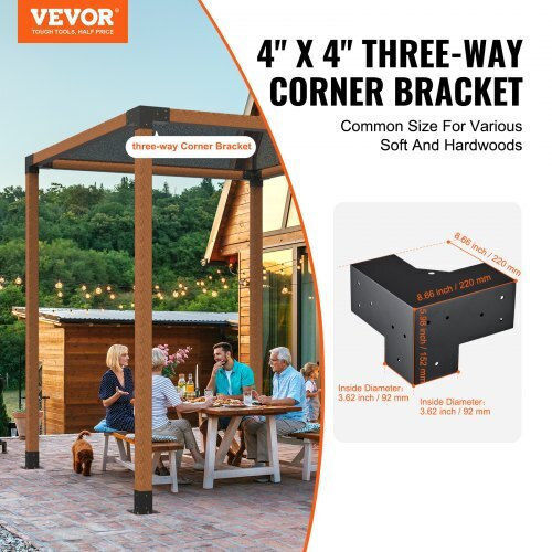 Vevor Βάση για Πέργκολα από Ξύλο 10.1x10.1cm 4τμχ