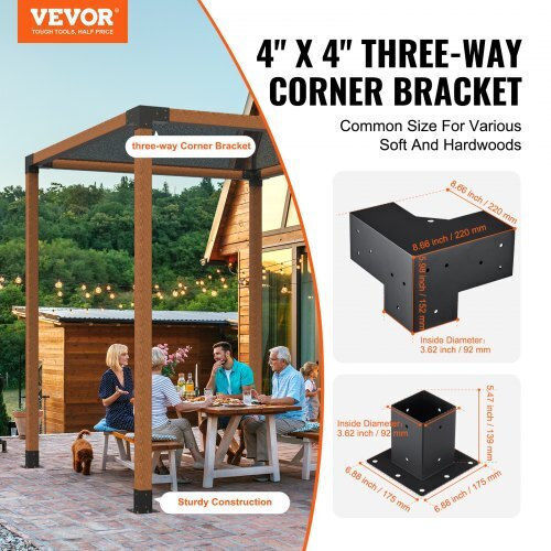Vevor Βάση για Πέργκολα από Ατσάλι 10.16x10.16cm 8τμχ