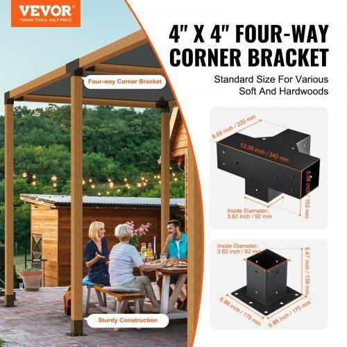 Vevor Base for Pergola made of Metal 10.16x10.16cm 4pcs
