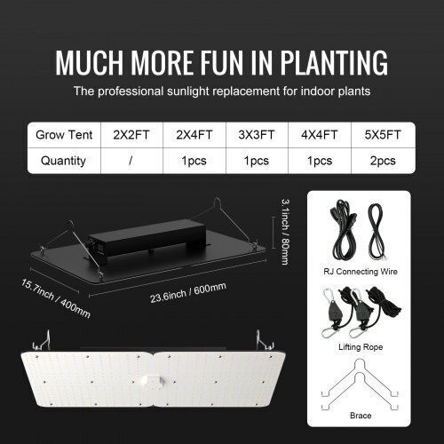 Vevor Pendant Grow Light 6500K with LED and Power 300W