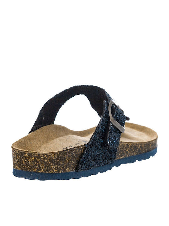 Flache Sandalen für Damen Glitter Blue