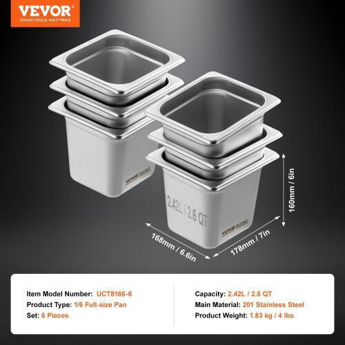Vevor Продукт Gastronorm Неръждаема стомана GN1/6