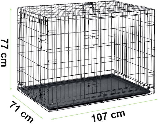 Pethaus Dog Wire Cage Large with 2 Doors Black 107x71x77cm