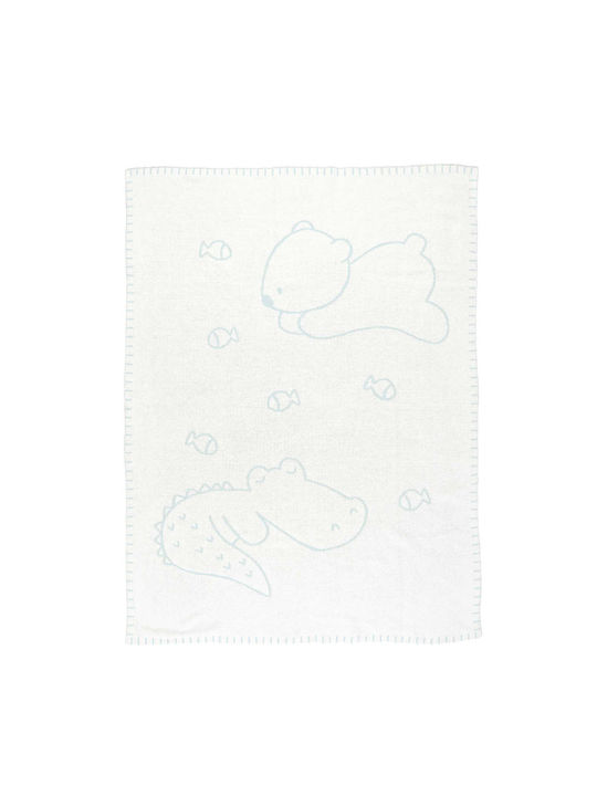 Nattou Blanket Nursery Swaddling Blankets Knitted Light Blue 75x100cm