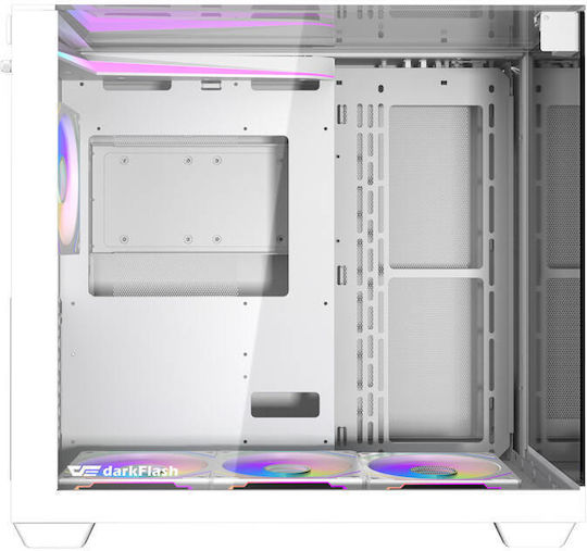 Darkflash TH285 Геймърско бюро Midi Tower Компютърна кутия със страничен прозорец и RGB осветление Бял