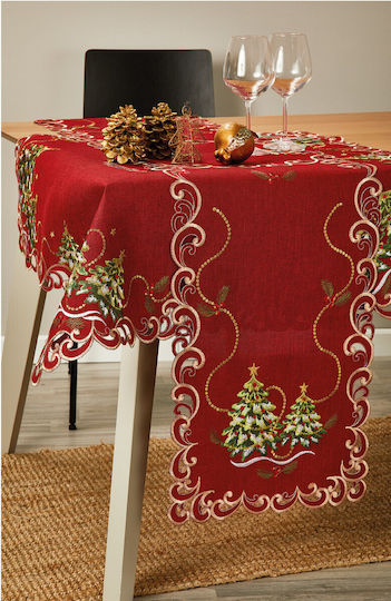 Whitegg Christmas Tablecloth Square Fabric Red L85xW85cm.
