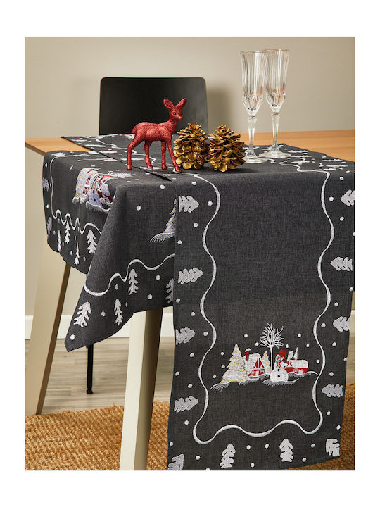 Whitegg Christmas Tablecloth Runner Fabric Gray L40xW175cm.