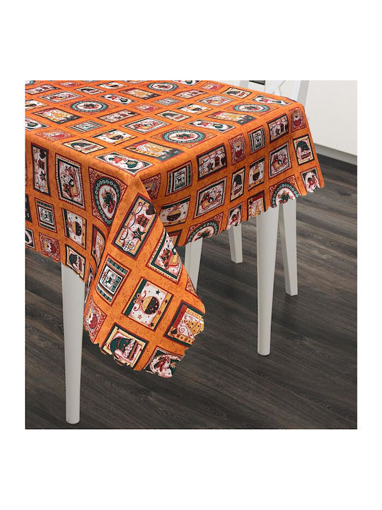 Linea Home Noel Christmas Stain-resistant Tablecloth Fabric Orange L220xW160xH160cm.