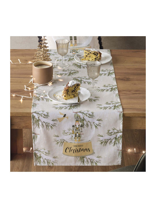 Kentia Christmas Tablecloth Runner Fabric Beige L45xW140cm.