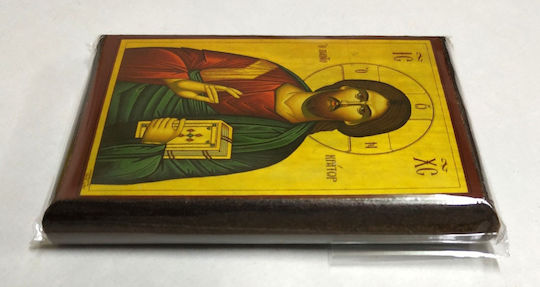 Christ Blessing Pantocrator "Icon Frame Category Paper Krn No 00 Dimension 6.5cm X 9.5cm" Icon Wood MDF S&k Byzantine Icons
