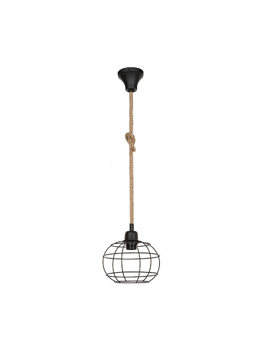 GloboStar Pendant Light Black with Rope for Socket E27 14x14x61.5cm