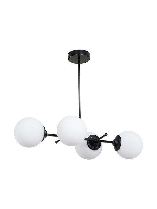 GloboStar Pendant Light Black Rail for 4 Bulbs E27 70x30x65cm