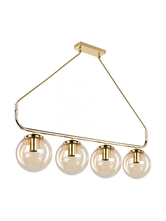 GloboStar Pendant Light Gold Rail for 4 Bulbs E27 78x35x62cm