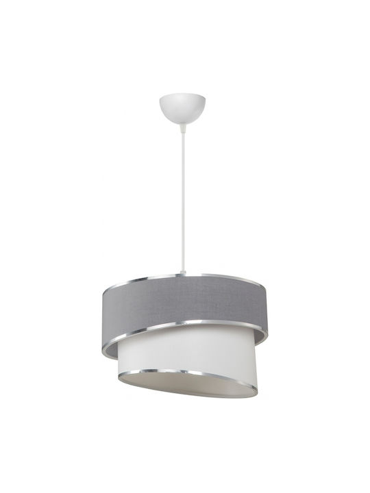 GloboStar Sonia Pendant Light Gray & White Fabric with Silver Detail with Socket E27 30x30x90cm