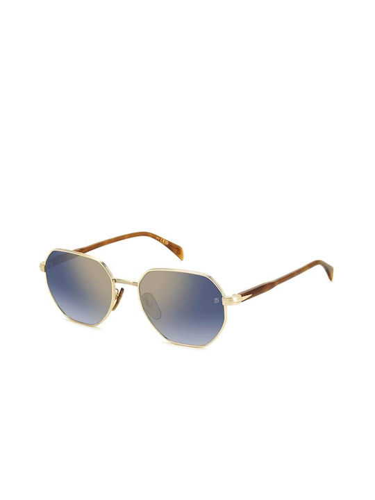 David Beckham Men's Sunglasses with Gold Metal Frame and Blue Mirror Lens db 1162 fs0