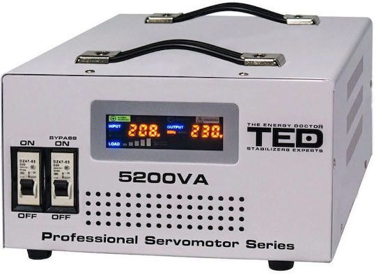 Stabilizator de Tensiune Automat cu Servomotor 5000va/3000w 140-260 Vac Undă Sinusoidală Pură