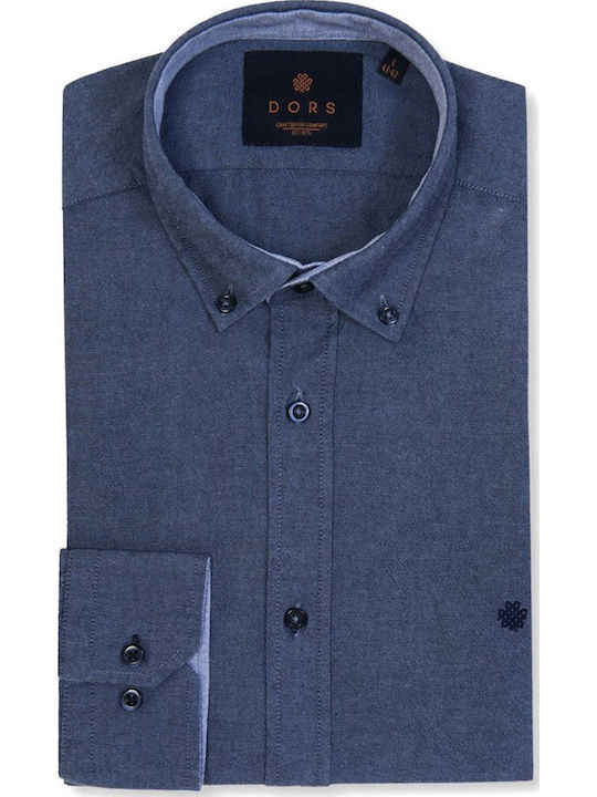 Long-sleeved Cotton Shirt Blue