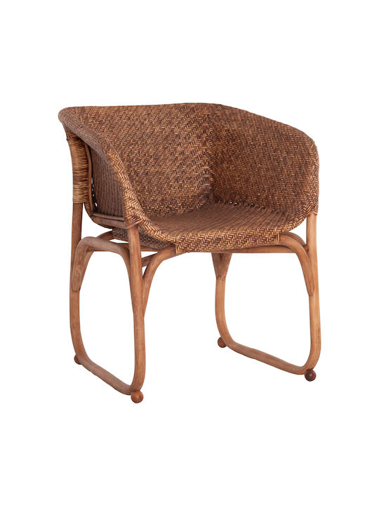 Πολυθρόνα Εξωτερικού Χώρου Rattan Tucket Φυσικό Rattan-καρυδί Χρώμα 63x60x77εκ.