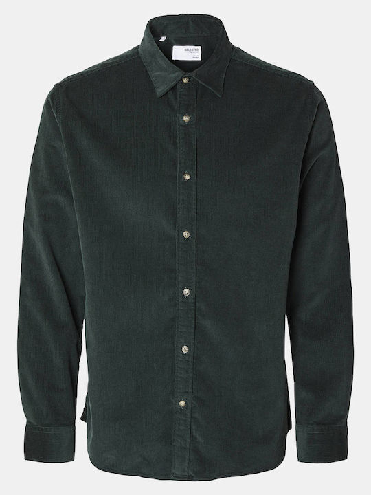 Long-sleeved Corduroy Shirt Green