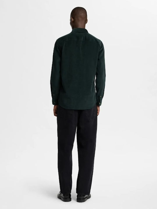Long-sleeved Corduroy Shirt Green