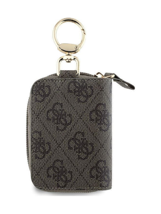 Guess Schlüsselanhänger Brieftasche Logo Leder Monogramm Braun