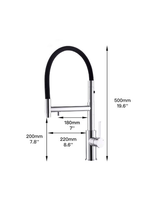 Naron Küchenarmatur Groß Zähler mit Dusche und Spirale Gray Naron Küchenarmatur Groß Zähler mit Dusche und Spirale Gray