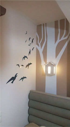 Kids Wall Sticker Tree Birds Magenta