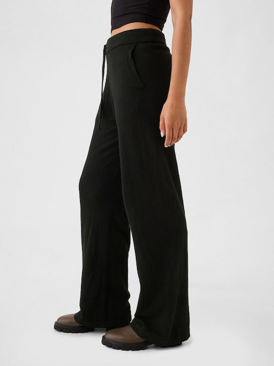 Damen Stoffhose mit Gummiband Schwarz